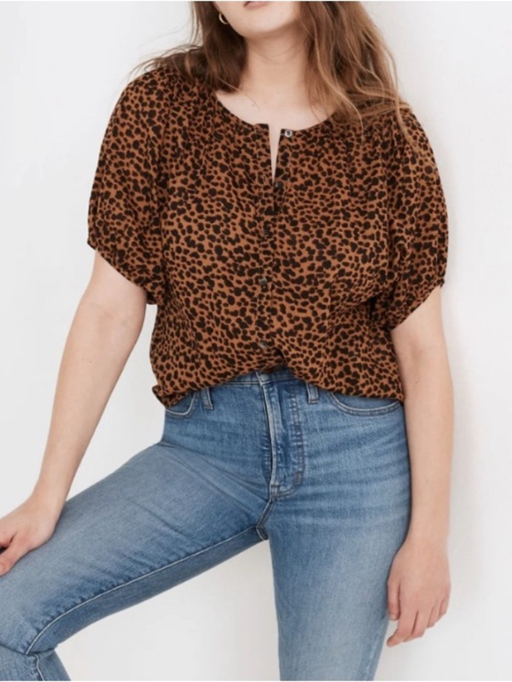 Madewell Brown Leopard-Print Button Down Blouse NWT - M